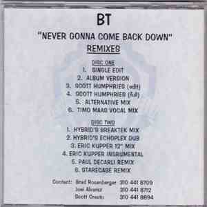 BT - Never Gonna Come Back Down (Remixes) download free